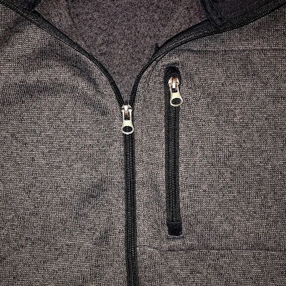 Men’s Charcoal Grey Full Zip Fleece Lined Sweater Zipper Pockets XXL - Picture 4 of 10